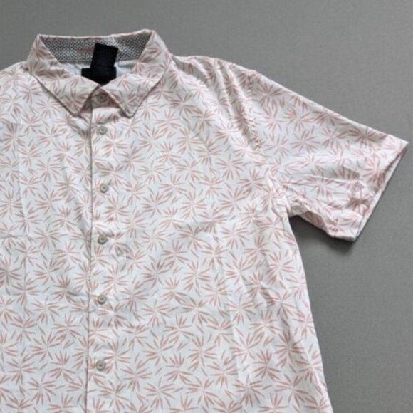 Magaschoni Man Size SMALL Button Shirt White Salmon Short Sleeve Tropical NEW Co - Picture 1 of 8